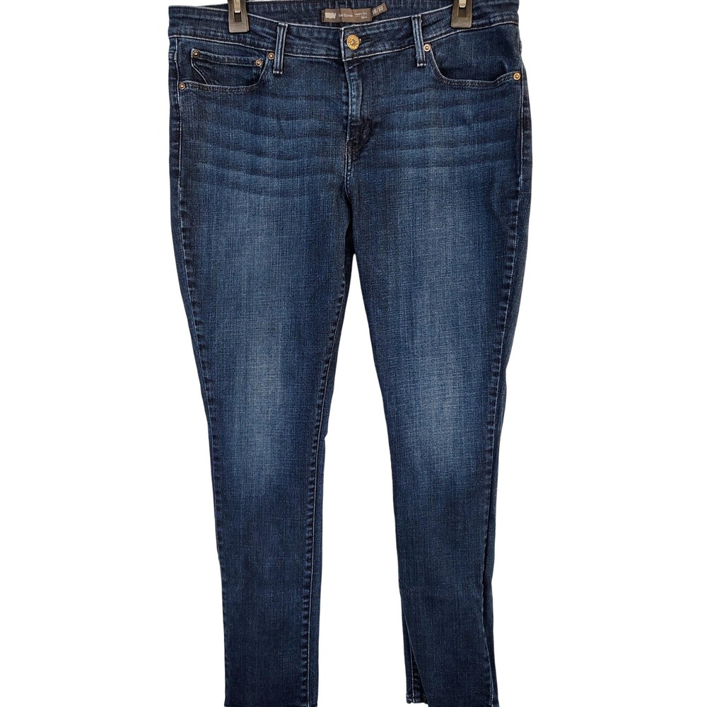 Levis Demi Curve Modern Rise Skinny Jeans Dark‎ Wash Blue Denim 16/33 red tab